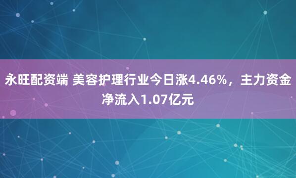 永旺配资端 美容护理行业今日涨4.46%，主力资金净流入1.07亿元
